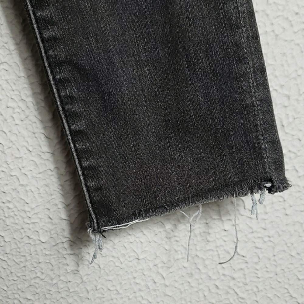 Abercrombie & Fitch Dark Gray Super Skinny Hugh Rise Jeans Raw Distressed Hem - Picture 6 of 14